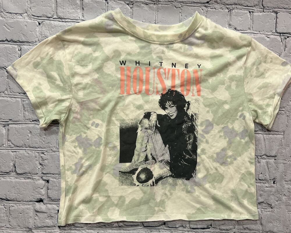 Whitney Houston Tie-Dye Short Sleeve Graphic T-Shirt - Green/Purple Girls S New